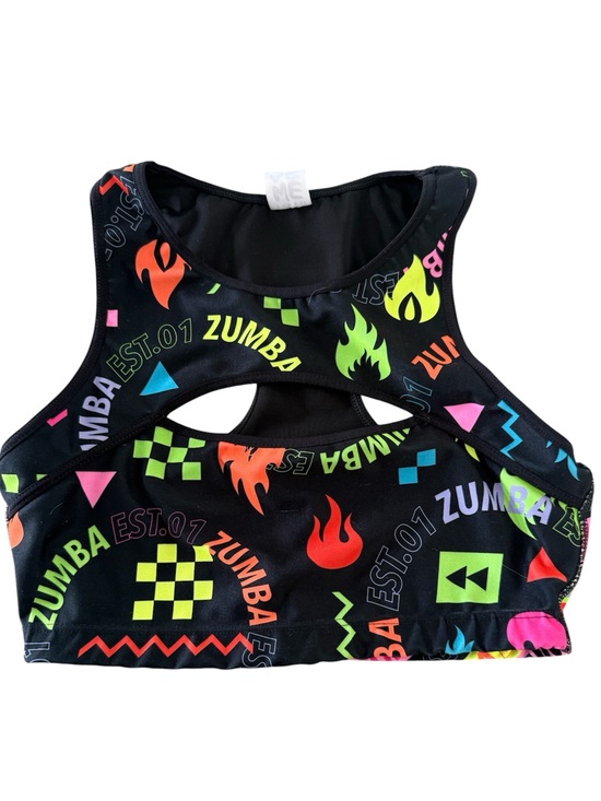 Zumba Fitness Other - Zumba Neon Logo Cutout Sports Bra - Black with Neon Prints